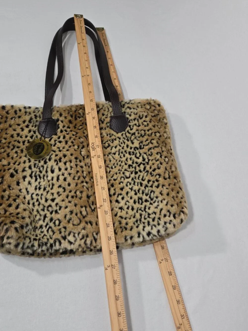 U.S.A Vintage Y2K Mob-Wife Animal Print Faux Fur Leather Strap TOTE BAG + 2 Pcs.